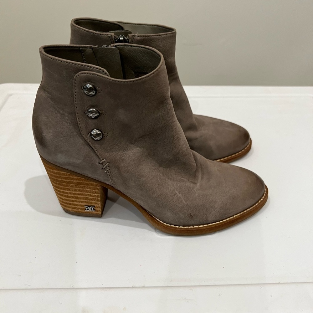 Sam Edelman, distressed suede, zippered, ankle boots